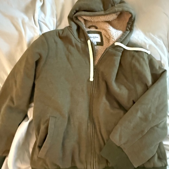 Goodfellow & Co Olive Hoodie with Sherpa Lining - Picture 4 of 6